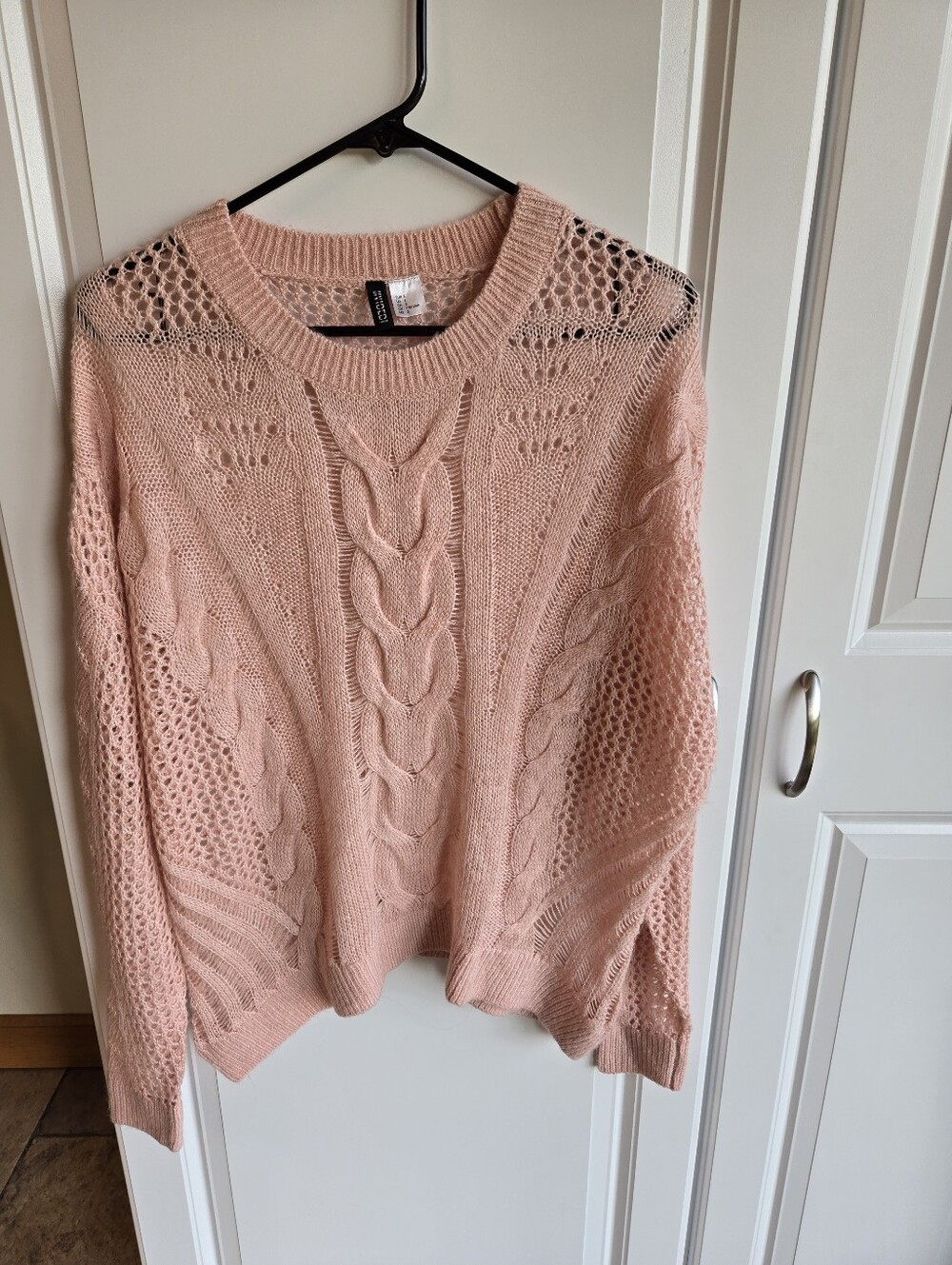 Soft Pink Cable Knit Sweater -